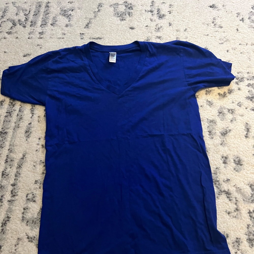 Royal blue v neck tee unisex from American apparel size small